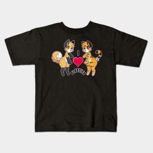 Fox and Tiger - I love plushies Kids T-Shirt